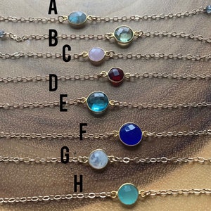 14k Gold filled Chain Bracelets, Gemstone Bracelets, Stacking Bracelets, Birthstone Bracelet, Personalized Bracelet image 4