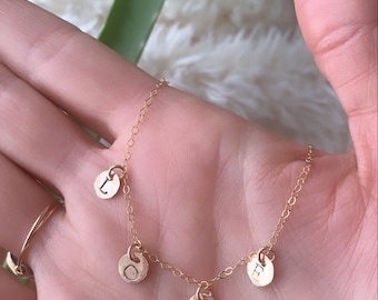 14K Gold Filled Love Necklace, Hand Stamped Coin necklace, Coin Choker, Dainty Necklace, Mother's Day Gift, Gifts for her, Bridal Necklace