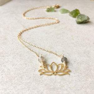Lotus Necklace, 14K Gold Filled Necklace, Intentional Jewelry, Yoga Jewelry, Gold Lotus Necklace, Layering Necklace