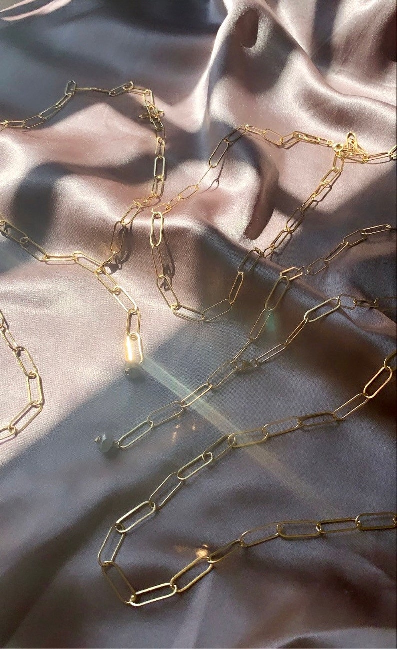 Büroklammer Kette Halskette 14K Goldfilled Paperclip Kette Dicke Gold Halskette Schwere Kette Halskette Gold Layering Halskette Gold Bild 1