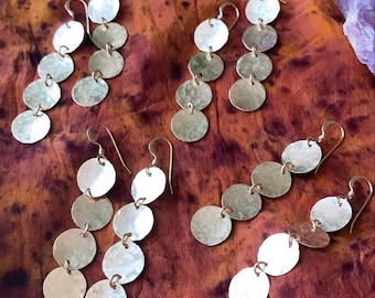 Hand hammered Multi Coin Dangle Earrings • Multi Coin Earrings • Bridal Earrings • Boho Bridal • Gifts for mom, girlfriend, Bridesmaid •