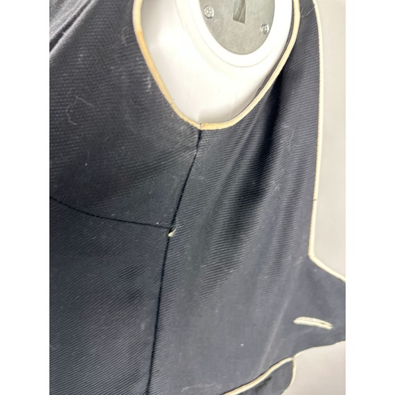 Vtg 60s Black Textured Cotton Fit Flare Button Ba… - image 4