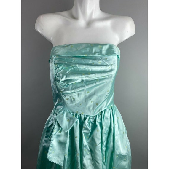 1990s Steppin Out Aqua Blue Strapless Ball Gown G… - image 6