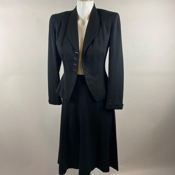 Vtg 40s Womens Wool Blazer Skirt Suit Structured F