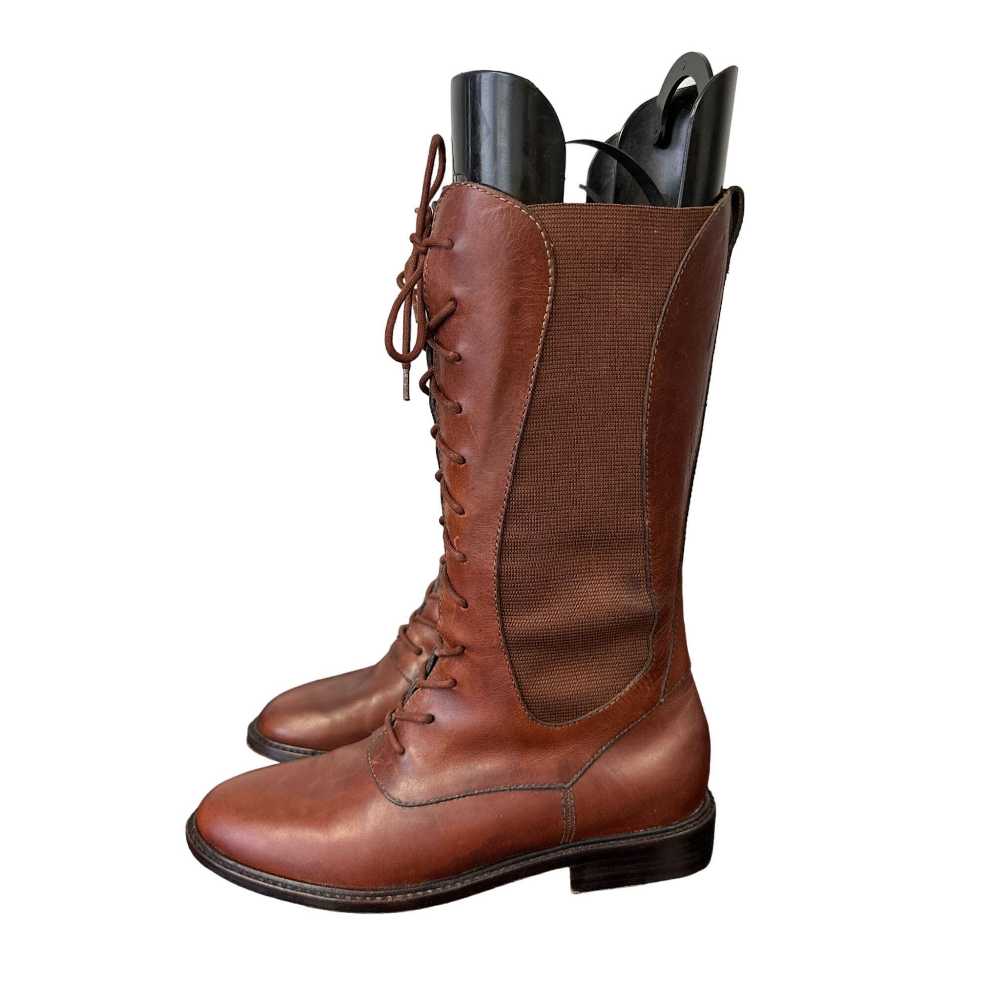 Y2k Leather Boots - Etsy