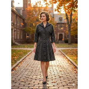 fit and flare black dress long sleeve Black Warm Cotton Corduroy Fit and Flare Maxi Dress 36