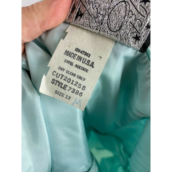 1990s Steppin Out Aqua Blue Strapless Ball Gown G… - image 3