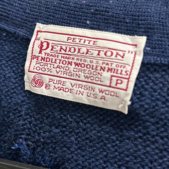 Vtg 80s Pendleton Cardigan Sweater Rare Sheep Cab… - image 8