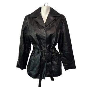 Vintage 90er Jahre Bagatelle Schwarze Lederjacke Gürtel Mod Matrix Minimalist Gürtel Med Bild 2