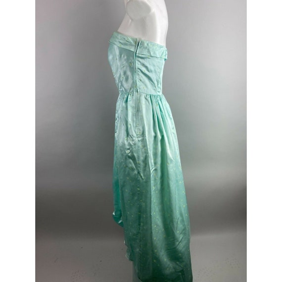 1990s Steppin Out Aqua Blue Strapless Ball Gown G… - image 7
