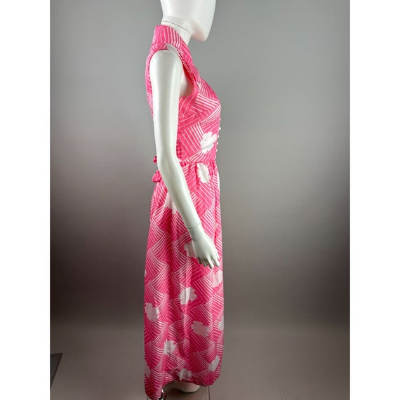1970s Shady Lane Pink Maxi Dress Sleeveless Flora… - image 3