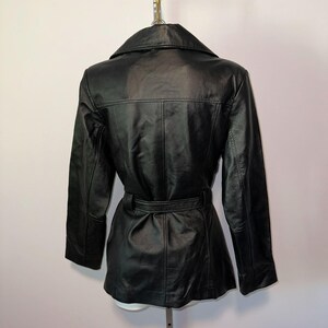 Vintage 90er Jahre Bagatelle Schwarze Lederjacke Gürtel Mod Matrix Minimalist Gürtel Med Bild 4