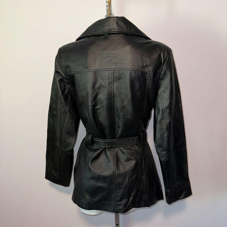 Vintage 90er Jahre Bagatelle Schwarze Lederjacke Gürtel Mod Matrix Minimalist Gürtel Med Bild 4