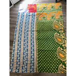 Vintage Kantha Patchwork Quilt Handmade India Cotton Bedspread Twin 90x62 Boho