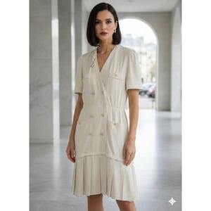 cream colored cap sleeve drop waist dress Goddiva Cap Sleeve Skater High Low Midi Dress