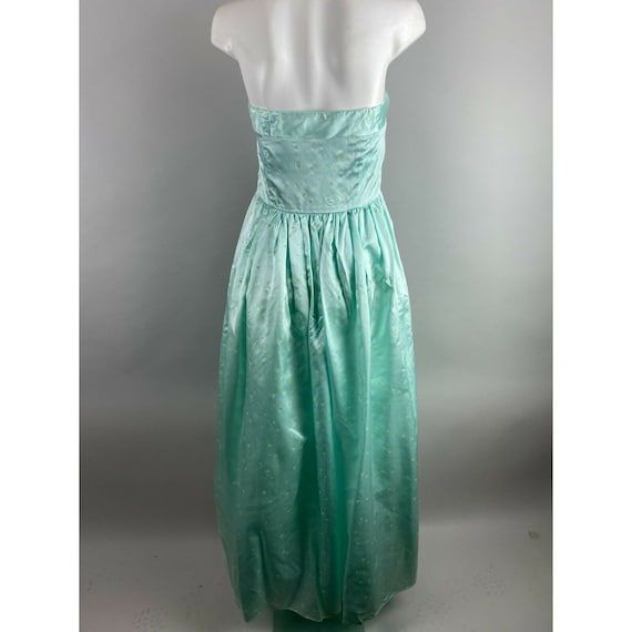 1990s Steppin Out Aqua Blue Strapless Ball Gown G… - image 8