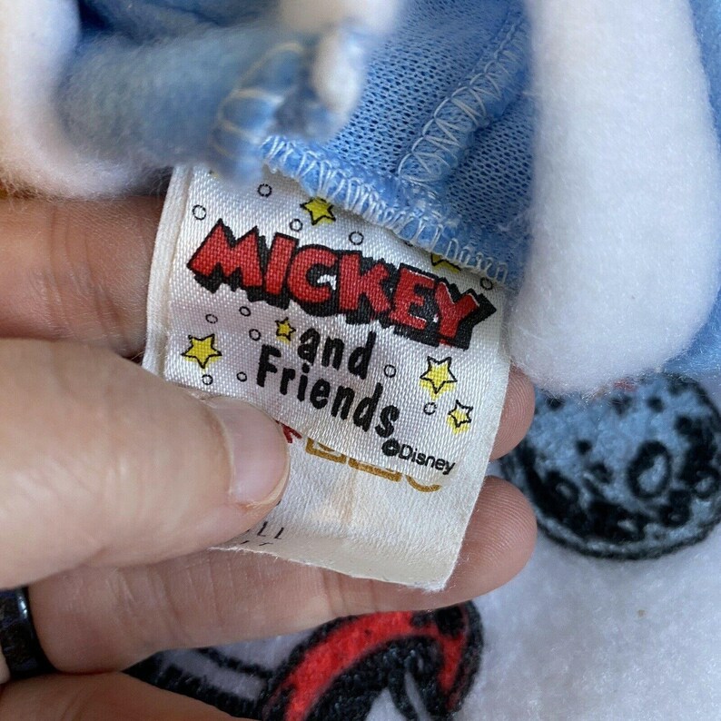 Vtg 80s 90s Mickey /& Friends Rocket Ship Pajamas One Piece Hooded Sleep Suit S