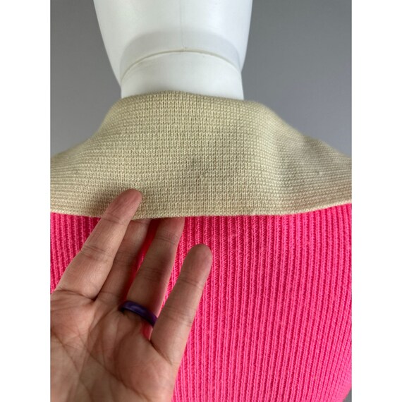 Vtg 70s Barbie Pink Knit Sweater Dress Oversized … - image 3