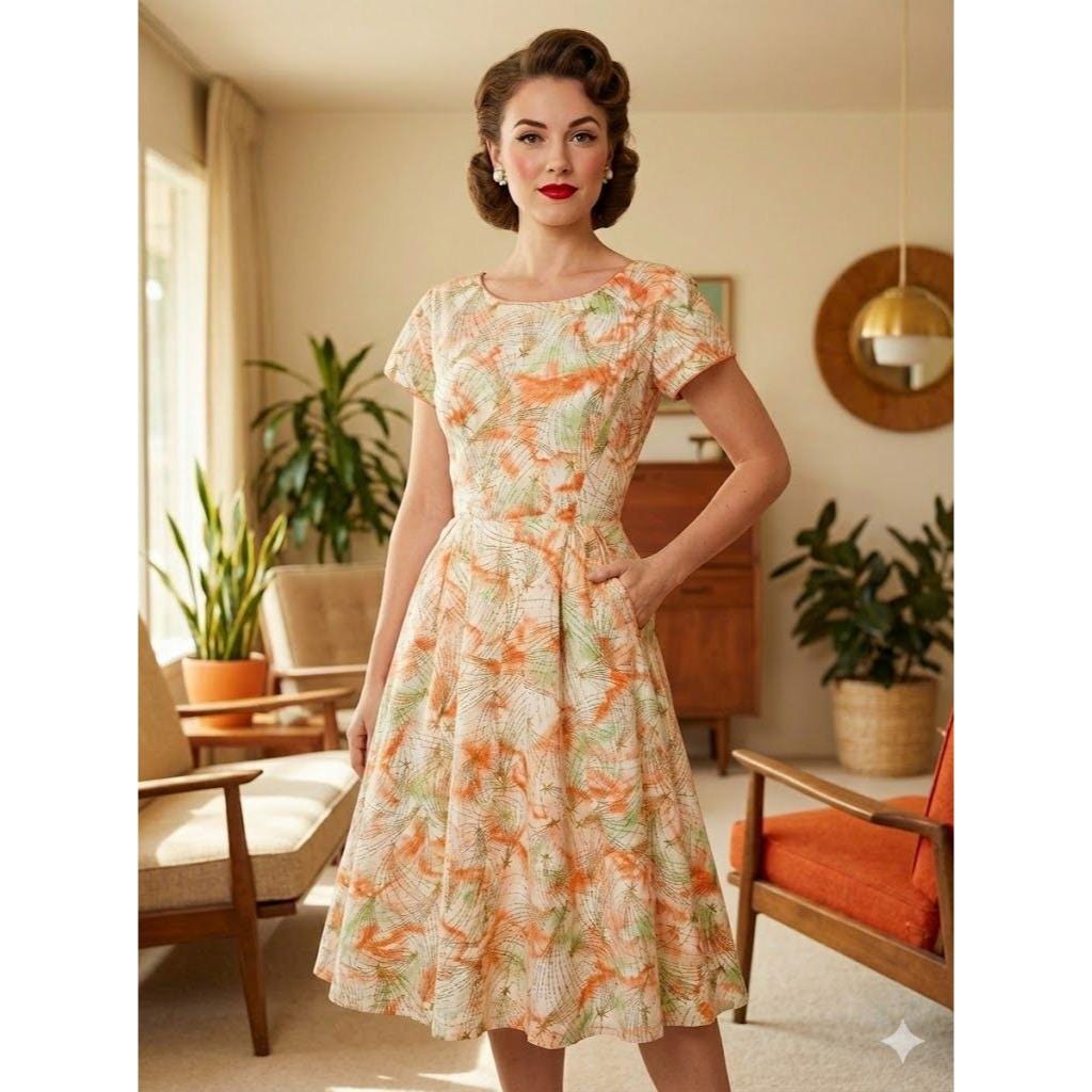 50s Fit Flare Dress Large - Etsy 50s Fit Flare Dress Large - Etsy