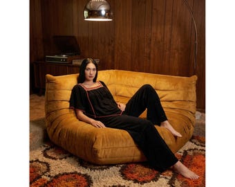 Mono vintage de los años 70 de Jody California, de terciopelo negro y crochet, estilo hippie bohemio, talla M.