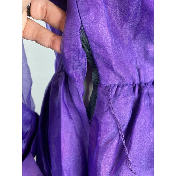 1990s Purple Taffeta Chiffon Shawl Collar Sheer S… - image 7