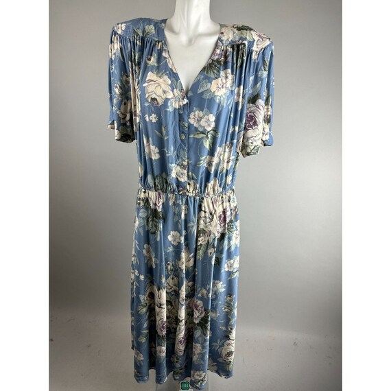 Vtg 90s Carol Anderson Cornflower Blue Floral Shi… - image 8