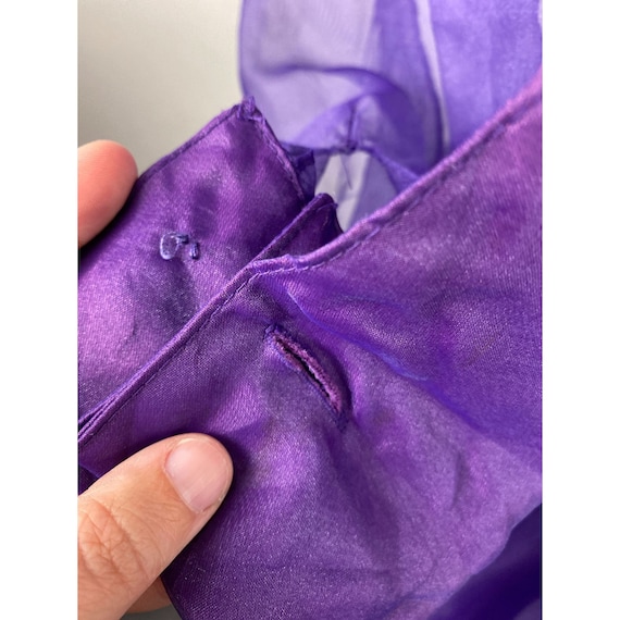 1990s Purple Taffeta Chiffon Shawl Collar Sheer S… - image 5