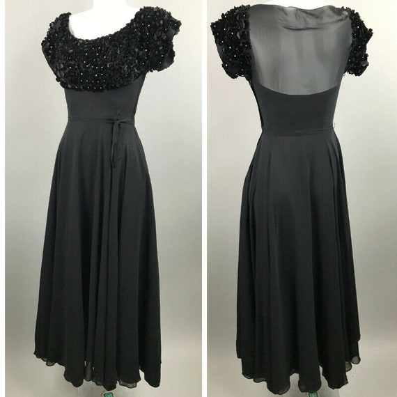 Vintage 40s 50s Frank Starr Black Velvet Rhineston