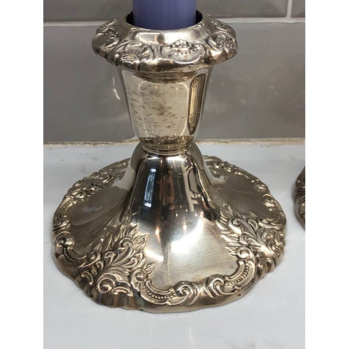 Vintage Pair of Wallace Silverplate Heavy Candlestick Holders Etsy