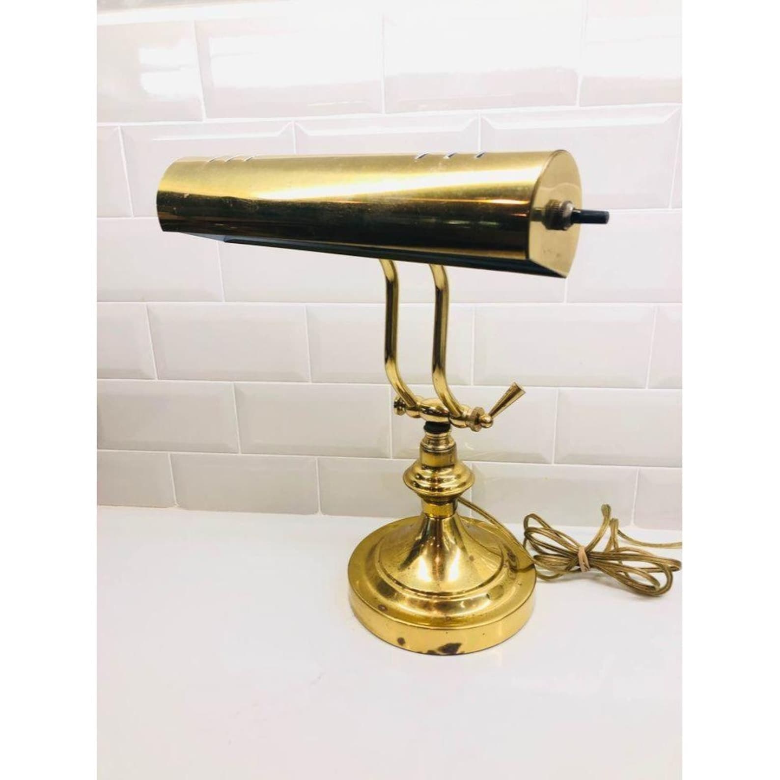 Vintage Brass Desk/Piano Lamp Etsy