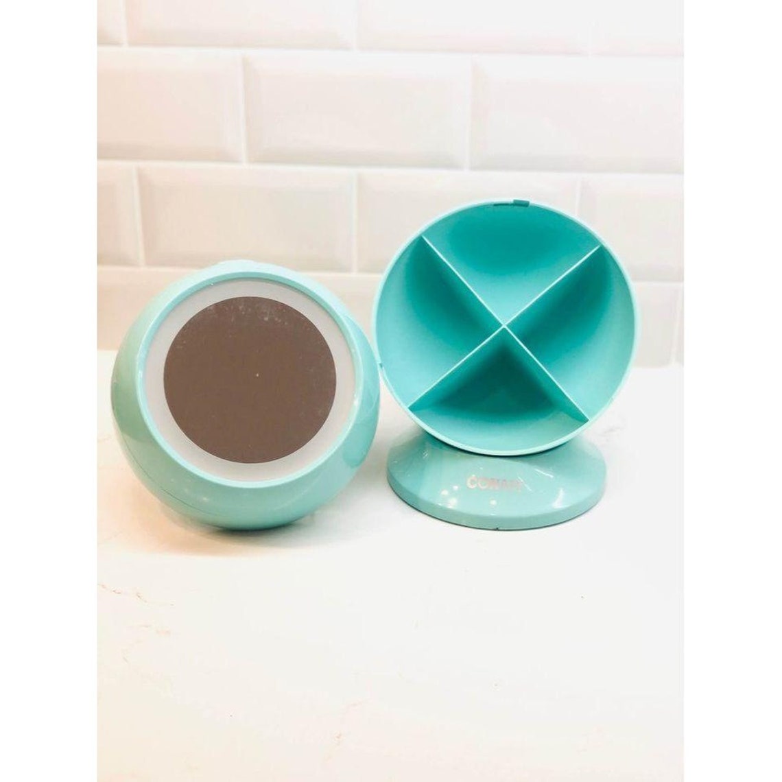 Vintage Conair 2 Piece Lighted Makeup Mirror with Storage Etsy