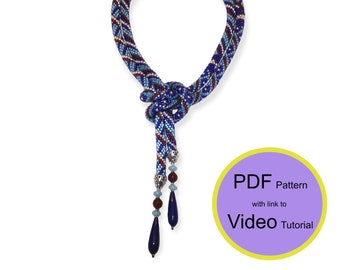 Triptych Bead Crochet Lariat, PDF e-Pattern