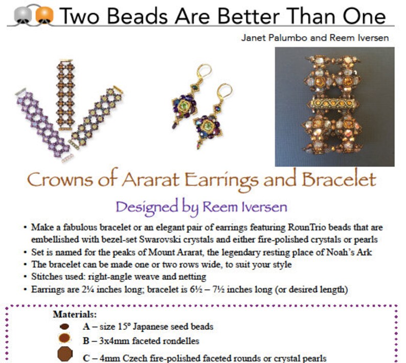 Crowns of Ararat Earrings and Bracelet e-Pattern PDF download image 8