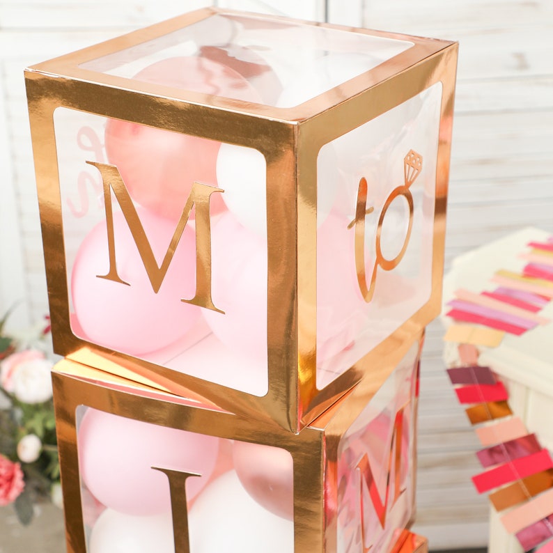 Rose Gold Bridal Shower Decorations 4 Transparent Block with Miss To Mrs for Engagement Party Wedding Centerpiece Photo Booth Props Decor image 3