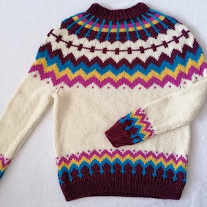 Felt Wool Nordic Sweater: Jacquard Knit Icelandic Style