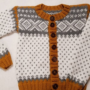 Hand Knitted Nordic Wool Cardigan: Fair Isle Jacquard