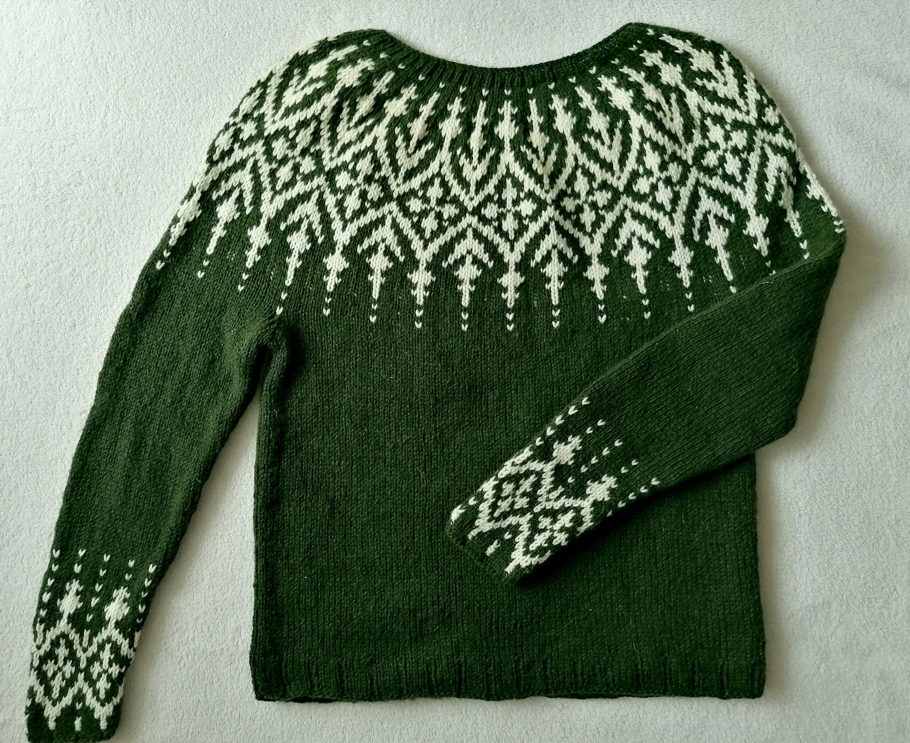 Icelandic Sweater Green and Cream Wool Pullover Jacquard - Etsy