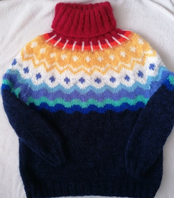 Mohair Icelandic Sweater, Turtleneck Sweater, Size XXXL, Ready to