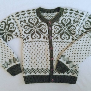 Norwegian Cardigan, Nordic Wool Sweater, Unisex Cardigan, Fairisle, Made To Order