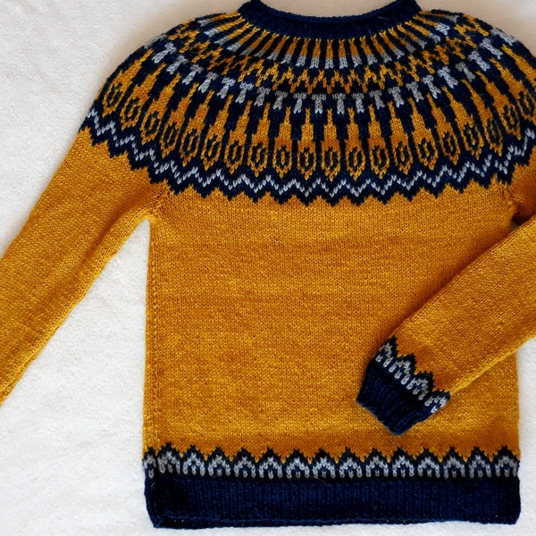 Unisex Icelandic Sweater, Nordicstyle Hand Knit Wool Pullover, Jacquard Handmade, Made To Order