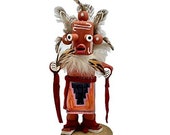 5 Inch Authentic Mudhead Kachina Doll, Genuine Navajo Native American Tribe Handmade, Artist Signed,Southwestern Collectible Figurine