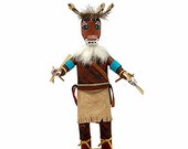 10 Inch Authentic Mountain Lion Kachina Doll, Navajo Native American Tribe Handmade, Artist Signed, Southwestern Collectible Figurine