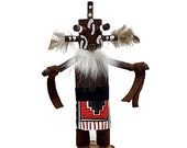 7 Inch Authentic Mudhead Kachina Doll, Navajo Native American Tribe Handmade in the USA, Artist Signed, Southwestern Collectible Figurine