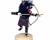 7 Inch Authentic Purple Wolf Kachina Doll, Genuine Navajo Native American Tribe Handmade, Artist Signed, Southwestern Collectible Figurine