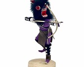 7 Inch Authentic Purple Wolf Kachina Doll, Navajo Native American Tribe Handmade, Artist Signed, Southwestern Collectible Figurine
