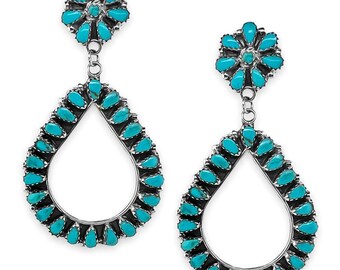 Genuine Sleeping Beauty Turquoise Earrings, 925 Sterling Silver, Native American USA Handmade, Post Style, Nickel Free