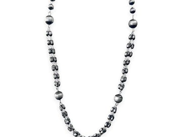26 inch, Genuine Navajo Pearl Necklace, Sterling Silver, Authentic Navajo Native American USA Handmade in New Mexico