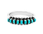 Genuine Sleeping Beauty Turquoise Ring, 925 Sterling Silver, Zuni Needlepoint, Native American Handmade, Nickel Free