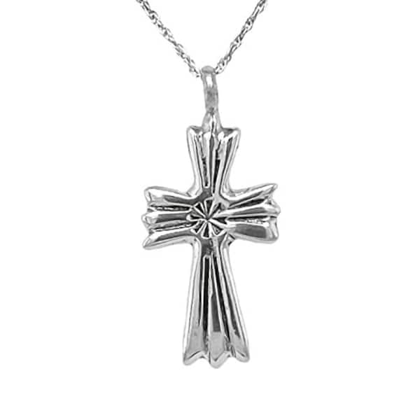 Sterling Silver Cross Necklace, Sterling Silver, Pendant with Chain, Navajo Native American Handmade, Artist Signed