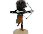 7 Inch Authentic Gray Wolf Kachina Doll, Genuine Navajo Native American Tribe Handmade , Artist Signed, Southwestern Collectible Figurine